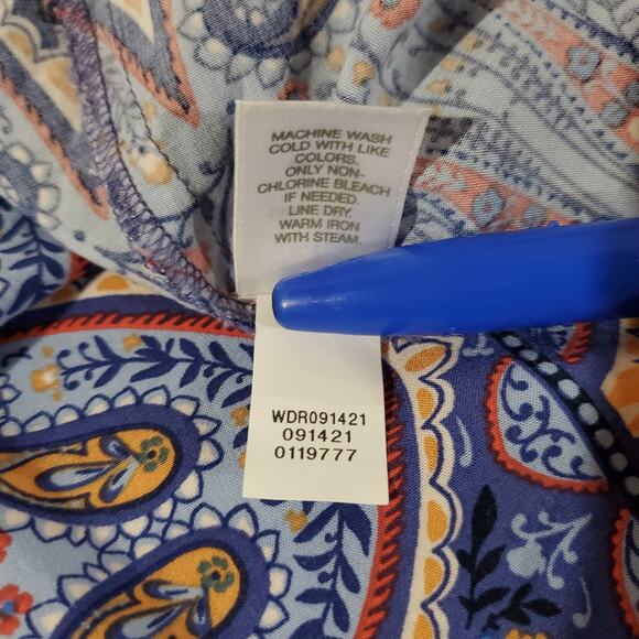 J Jill Paisley Boho Boat Neck Sleeveless Sheath Dress Sz L Majestic Blue Pockets - Picture 9 of 10